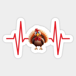 Thanksgiving Turkey Heartbeat Nurse Doctor PA Ward Clerk Sticker